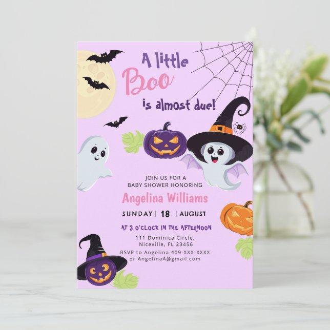 Invitación a la ducha para el Pequeño Boo Hallowee (Anverso de pie)
