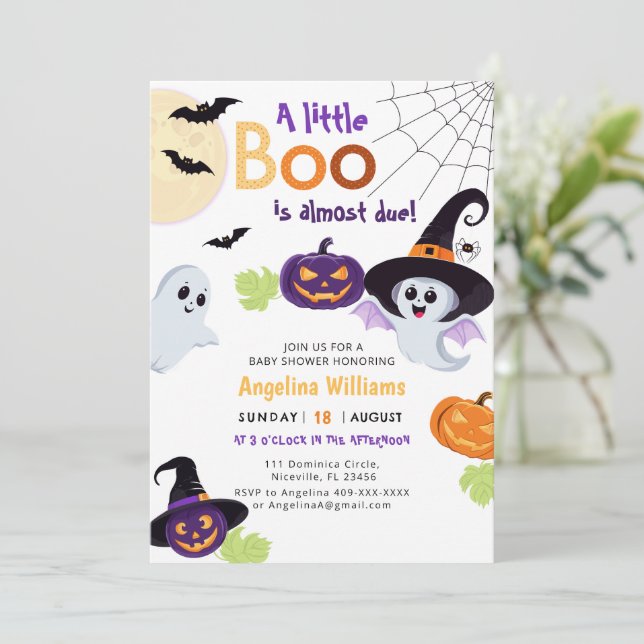 Invitación a la ducha para el Pequeño Boo Hallowee (Anverso de pie)