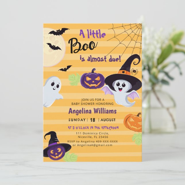 Invitación a la ducha para el Pequeño Boo Hallowee (Anverso de pie)