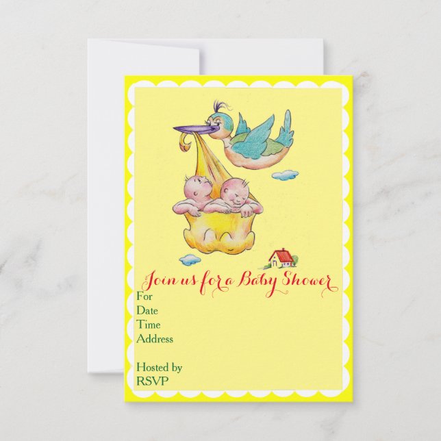 Invitación a la ducha para gemelos (Anverso)