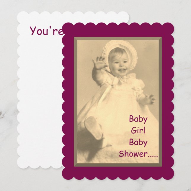 Invitación A La Ducha Para Niñas Bebés (Anverso / Reverso)