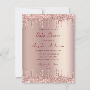 Invitación a la ducha para niñas Rosa Rubor y códi