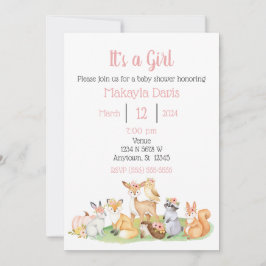 Invitación a la ducha para niñas y animales de Woo