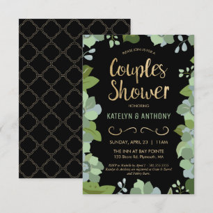 Invitación a la ducha para parejas - Oro, elegante