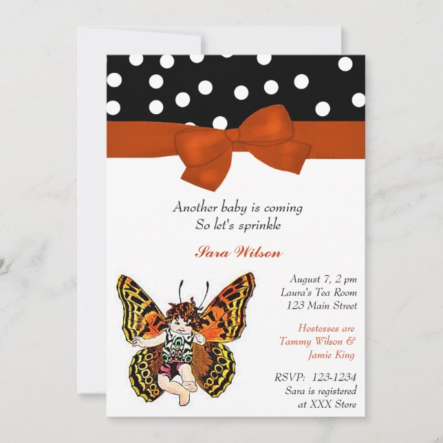 Invitación a la ducha para rociar bebé de mariposa (Anverso)