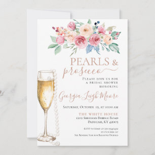 Invitación a la ducha Pearls & Prosecco