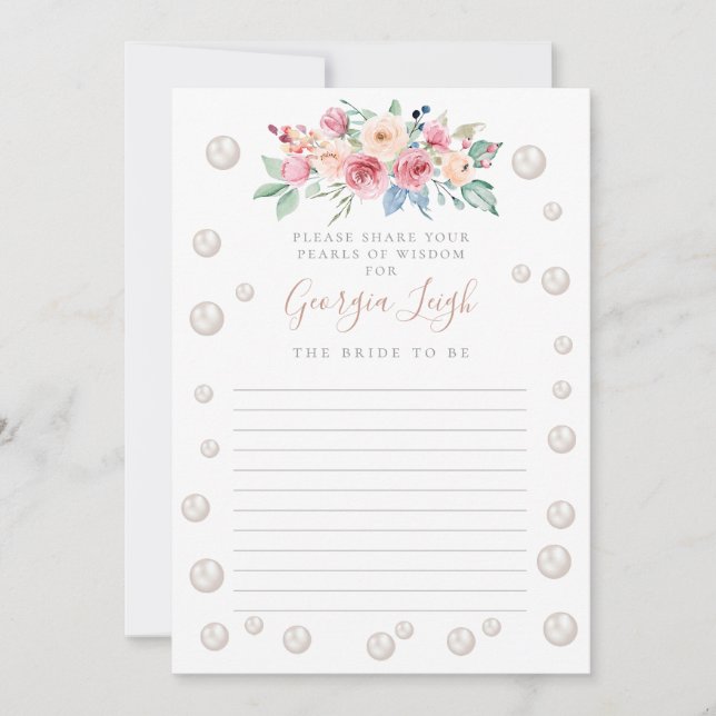 Invitación a la ducha Pearls & Prosecco (Anverso)