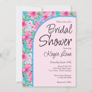 Invitación a la ducha preppy azul y rosa