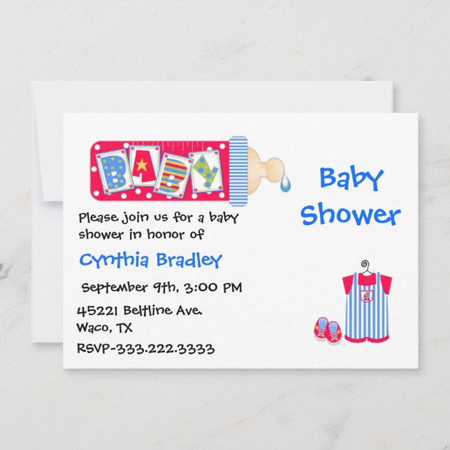 Invitación a la ducha Red, White y Blue Baby Boy (Anverso)