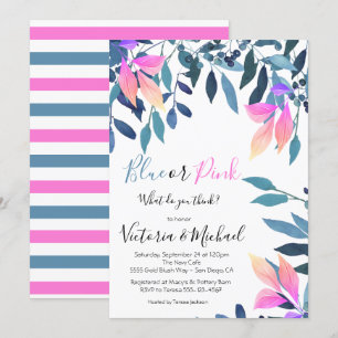 Invitación a la ducha reveladora de bebé azul o ro