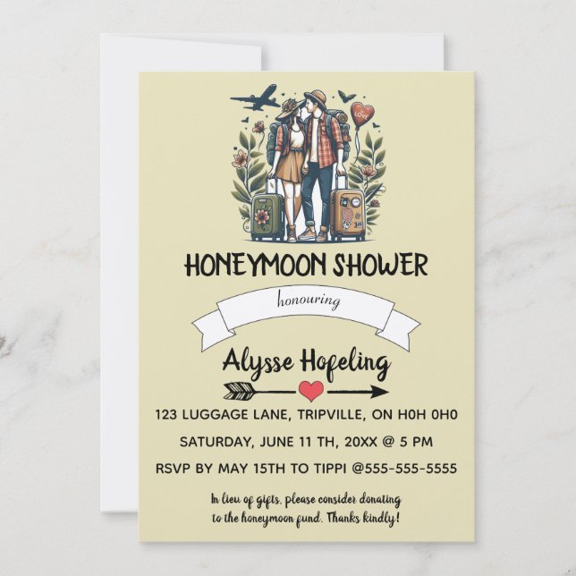 Invitación a la ducha romántica de luna de miel ed (Anverso)