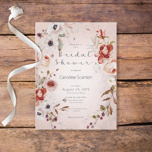 Invitación a la ducha romántica Rosa floral rosa