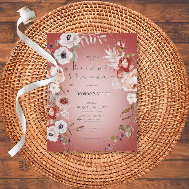 Invitación a la ducha romántica Rosa floral rosa (Subido por el creador)