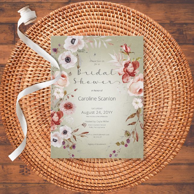 Invitación a la ducha romántica Rosa floral rosa (Subido por el creador)