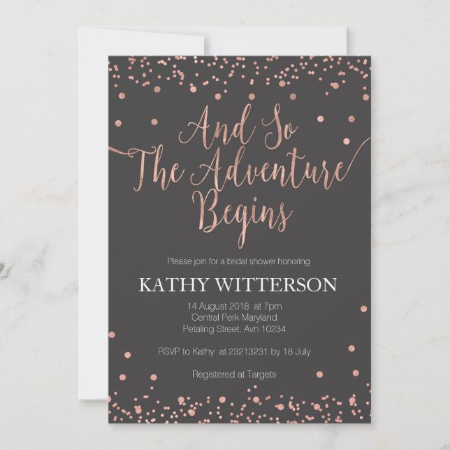 Invitación a la ducha Rosa Gold Bridal (Anverso)