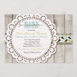 Invitación a la ducha Rustic Green Blue Baby