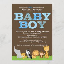 Invitación a la ducha Safari Baby Boy