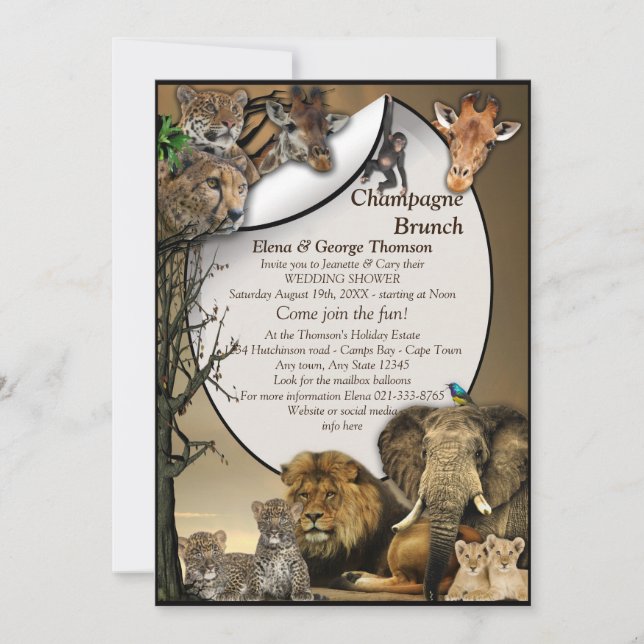 Invitación a la ducha Safari Wedding (Anverso)