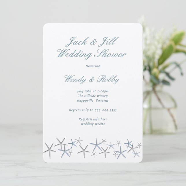 Invitación a la ducha Starfish Jack n Jill Wedding (Anverso de pie)