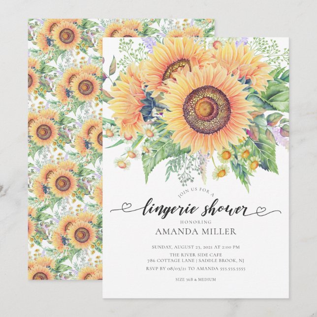 Invitación a la ducha Sunflower Garden Bridal Ling (Anverso / Reverso)