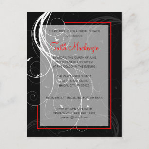 Invitación a la ducha Swirl Black and Red Wedding