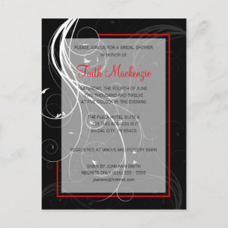 Invitación a la ducha Swirl Black and Red Wedding