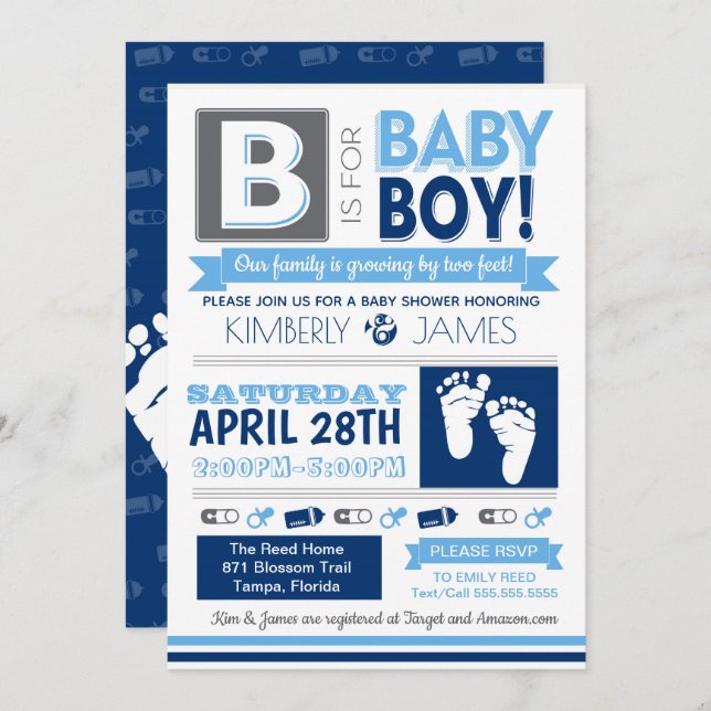 Invitación a la ducha tipo Poster 3 (Anverso / Reverso)