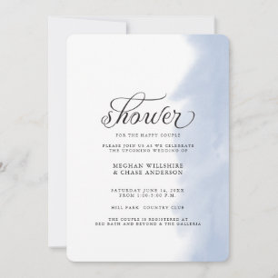 Invitación a la ducha   Trazo de acuarela azul pál