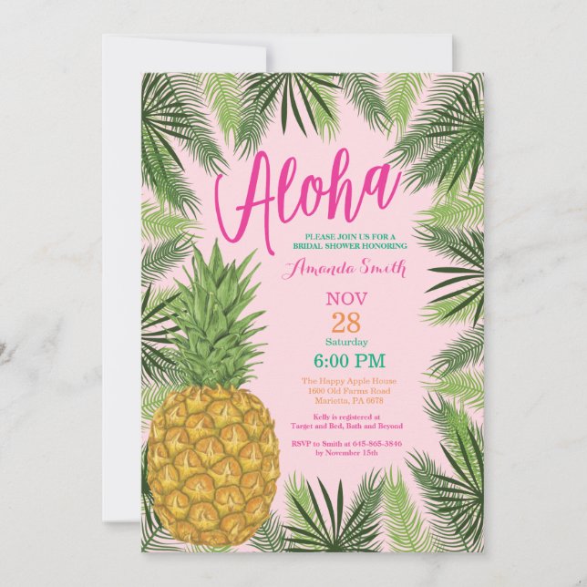 Invitación a la ducha tropical de piña (Anverso)