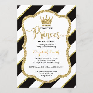 Invitación a la ducha Twin Little Princes, falsa P
