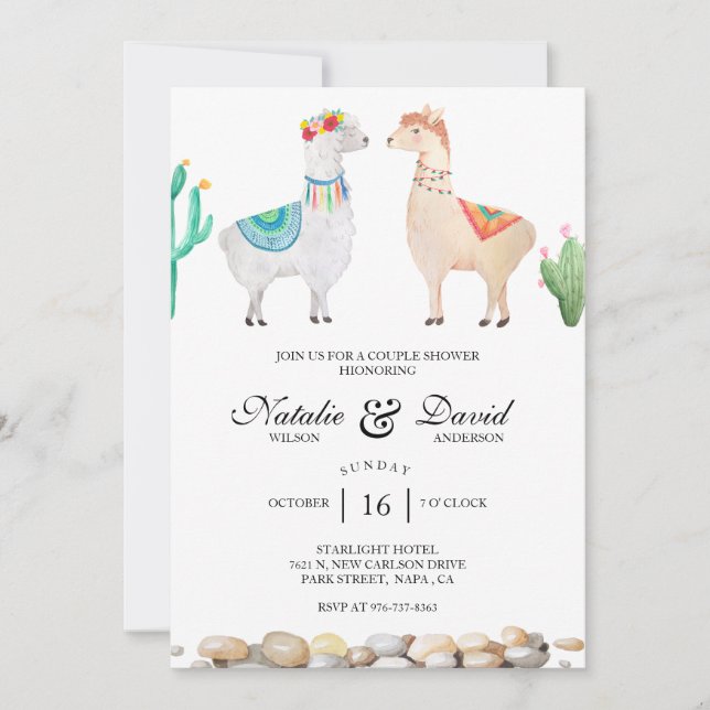 Invitación a la ducha Verde azulada de la pareja d (Anverso)