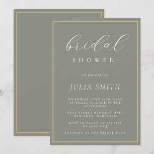 Invitación a la ducha verde de novia con guión mod