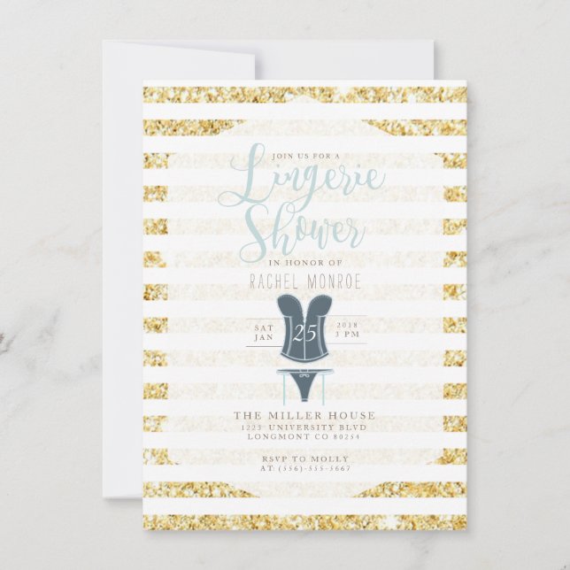 Invitación a la ducha Vintage Glam Lingerie (Anverso)