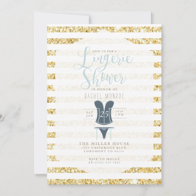 Invitación a la ducha Vintage Glam Lingerie (Anverso)