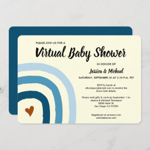 Invitación a la ducha virtual con arco iris azul m