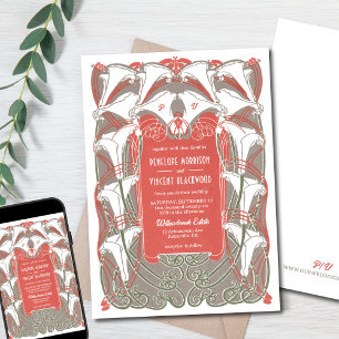 Invitación a la elegancia de Art Nouveau Calla Lil