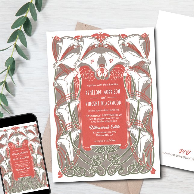 Invitación a la elegancia de Art Nouveau Calla Lil (Subido por el creador)