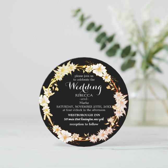 Invitación a la elegancia del oro negro (Anverso de pie)