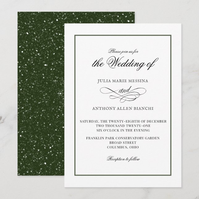 Invitación a la elegancia simple de pino y nieve (Anverso / Reverso)