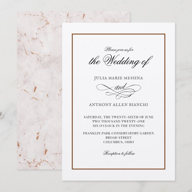 Invitación a la Elegancia Simple Marcado (Anverso / Reverso)