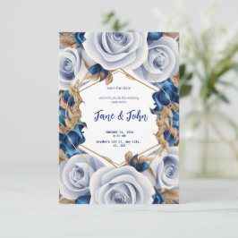Invitación a la elegante boda azul