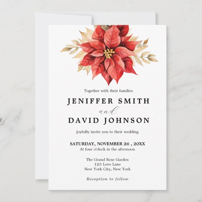 Invitación a la elegante Boda Blanca con Floral de (Anverso)
