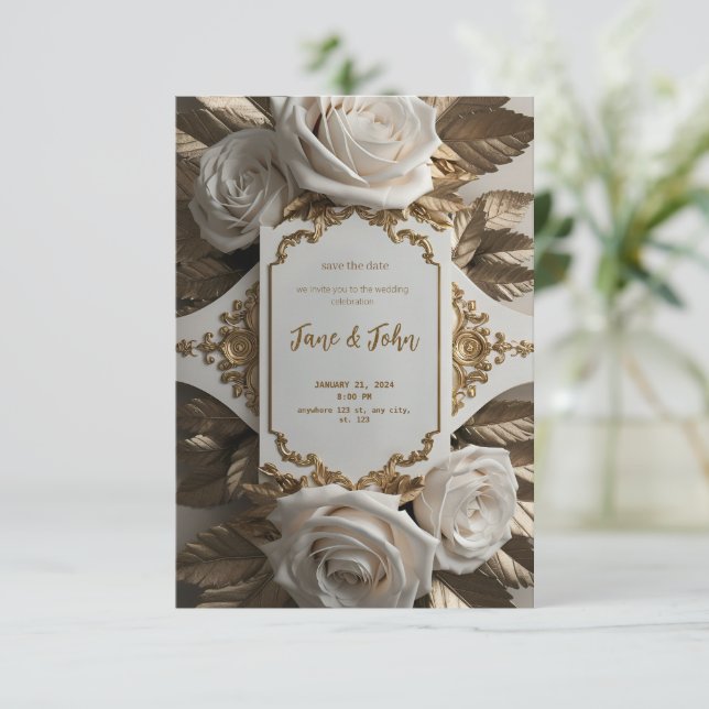 Invitación a la elegante boda blanca [personalizad (Anverso de pie)
