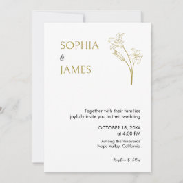 Invitación a la elegante Boda de Oro Minimalista B