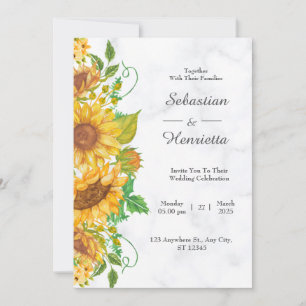 Invitación a la elegante Boda de Oro Rústica Sunfl