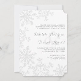 Invitación a la elegante boda invernal con copos d