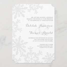 Invitación a la elegante boda invernal con copos d