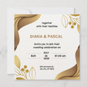Invitación a la elegante boda Minimalista de oro b