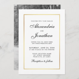 Invitación a la elegante boda moderna - foto en bl