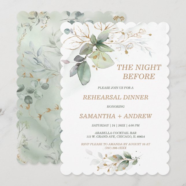Invitación a la Elegante Cena de Ensayo (Anverso / Reverso)